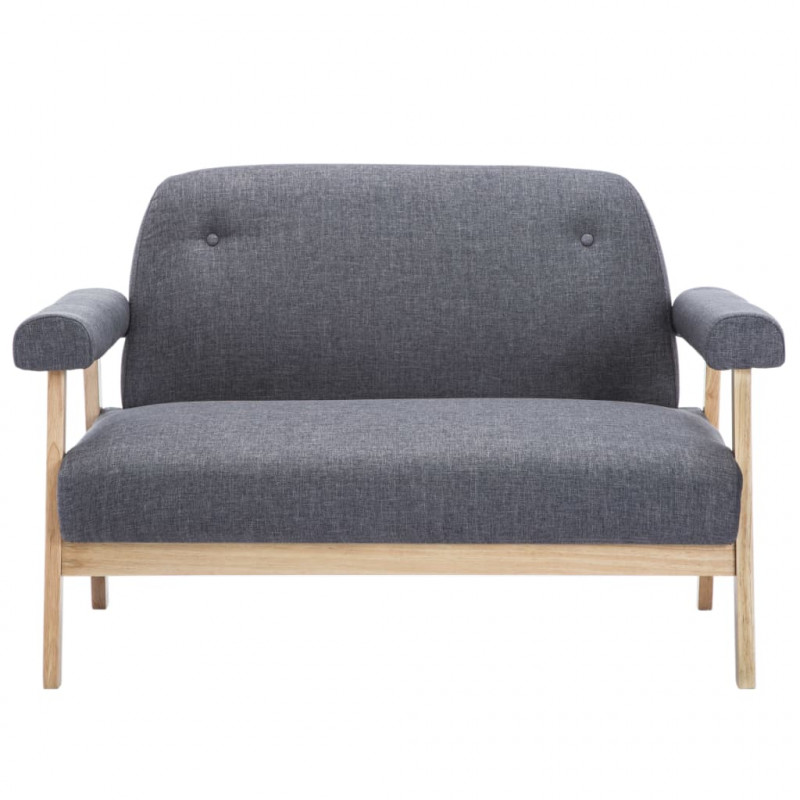 Sofa 2-osobowa tapicerowana materiałem, ciemnoszara