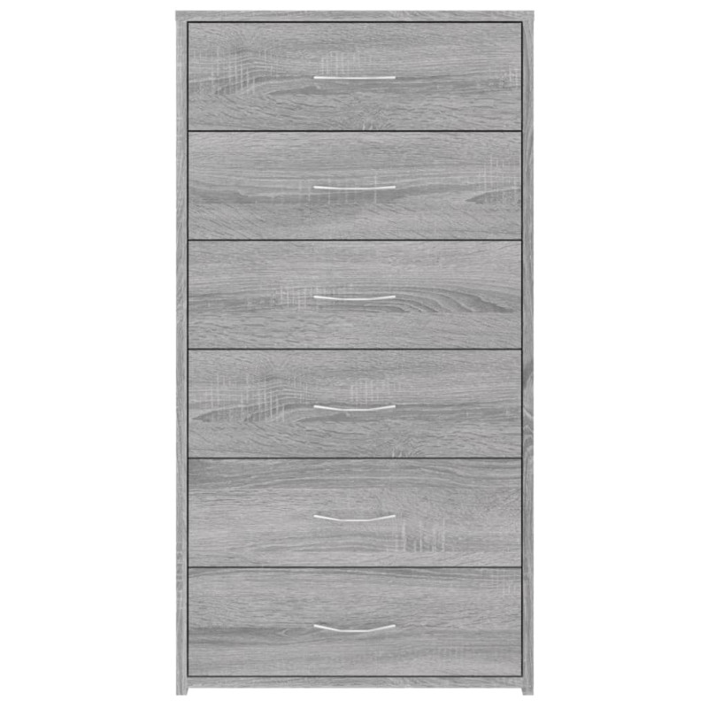 Komoda z 6 szufladami, szary dąb sonoma, 50x34x96 cm