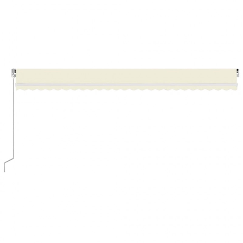 Ręcznie zwijana markiza z LED, 600 x 300 cm, kremowa