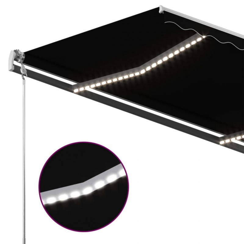 Ręcznie zwijana markiza z LED, 400 x 300 cm, antracytowa