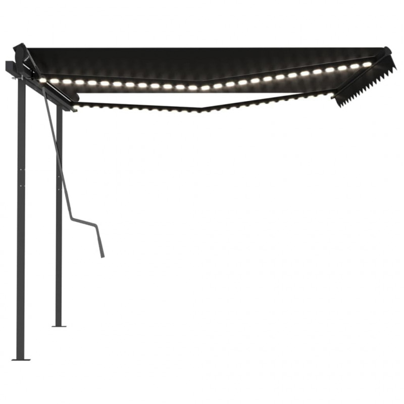 Ręcznie zwijana markiza z LED, 4x3 m, antracytowa
