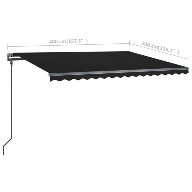 Ręcznie zwijana markiza z LED, 4x3 m, antracytowa