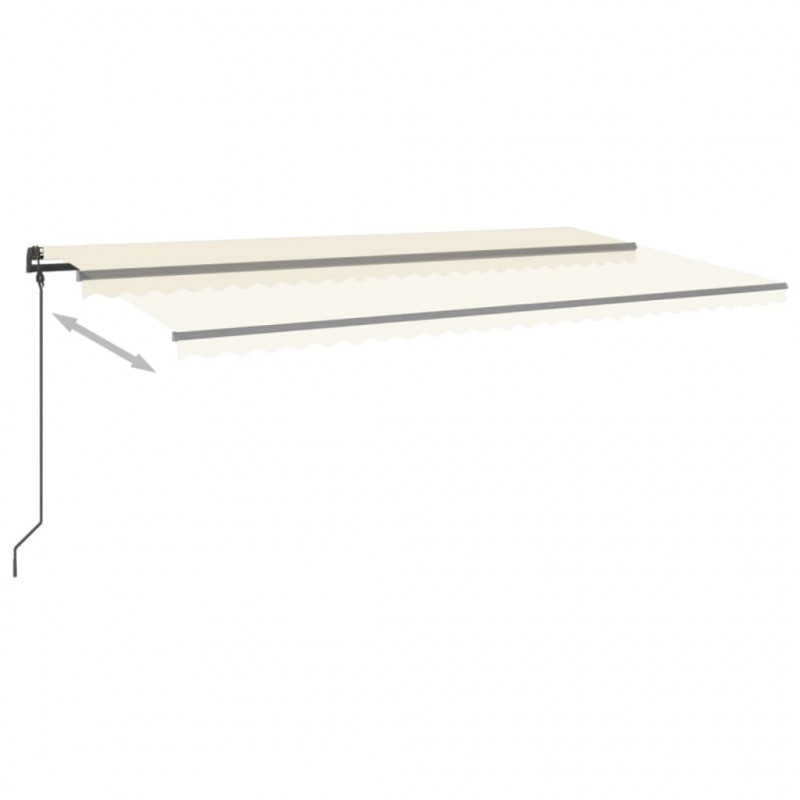 Ręcznie zwijana markiza z LED, 6x3 m, kremowa