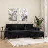 3-osobowa sofa z podnóżkiem, czarna, 180 cm, aksamit
