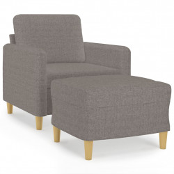Fotel z podnóżkiem, taupe, 60 cm, obity tkaniną