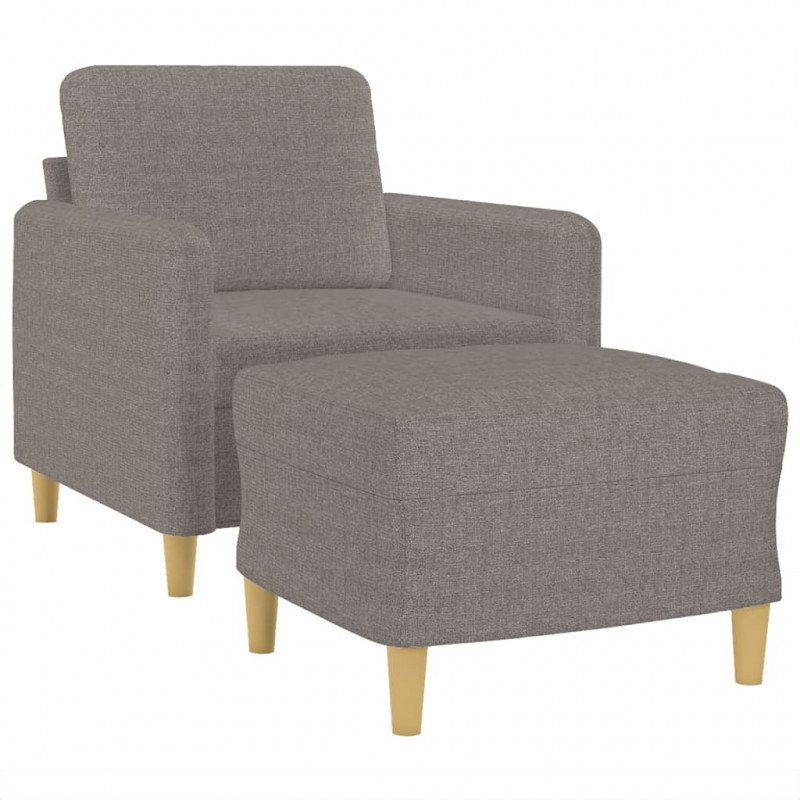 Fotel z podnóżkiem, taupe, 60 cm, obity tkaniną