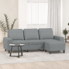 3-osobowa sofa z podnóżkiem, jasnoszara, 180 cm, tkaniną