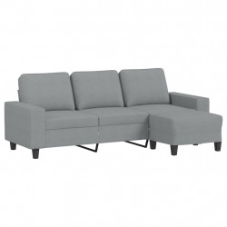 3-osobowa sofa z podnóżkiem, jasnoszara, 180 cm, tkaniną