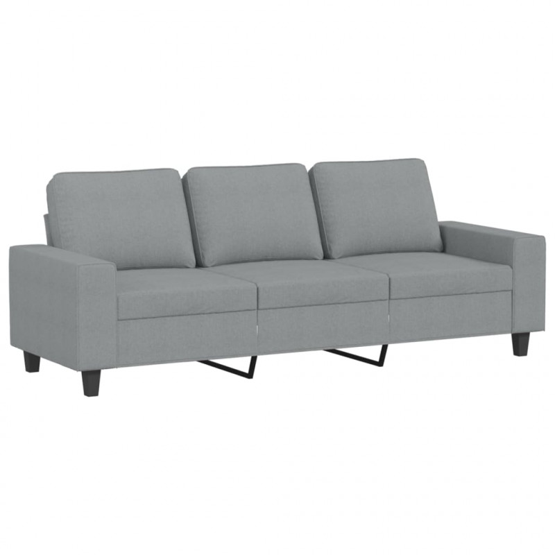 3-osobowa sofa z podnóżkiem, jasnoszara, 180 cm, tkaniną