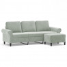 3-osobowa sofa z podnóżkiem, jasnoszara, 180 cm, aksamit