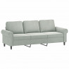 3-osobowa sofa z podnóżkiem, jasnoszara, 180 cm, aksamit
