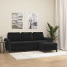 3-osobowa sofa z podnóżkiem, czarna, 180 cm, aksamit