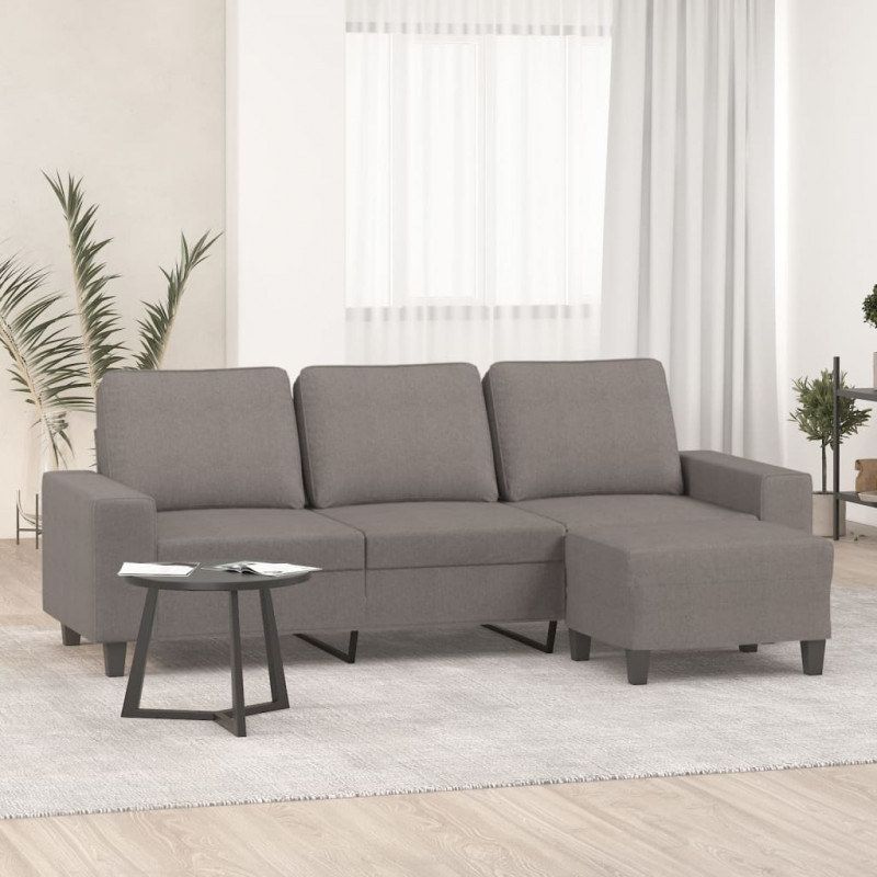 3-osobowa sofa z podnóżkiem, taupe, 180 cm, tkaniną