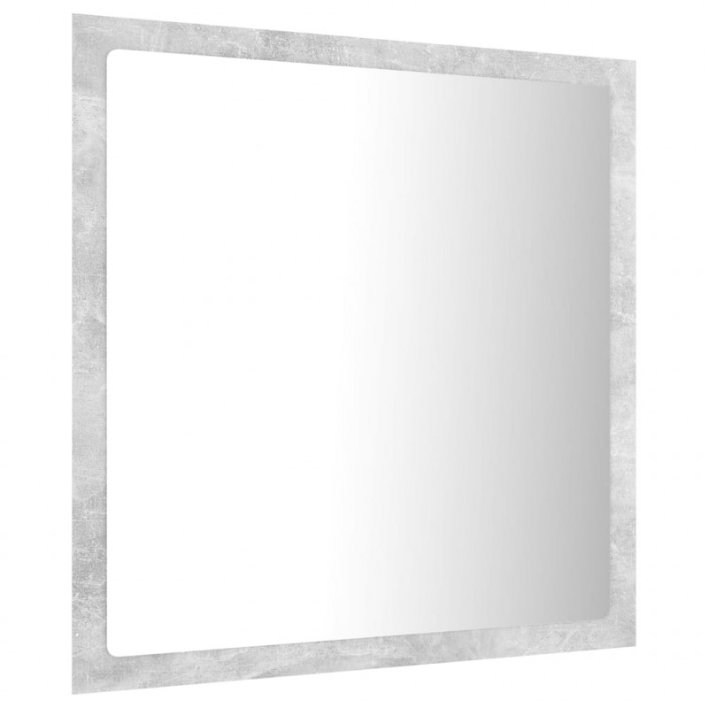 Lustro łazienkowe LED, szarość betonu, 40x8,5x37 cm, akryl