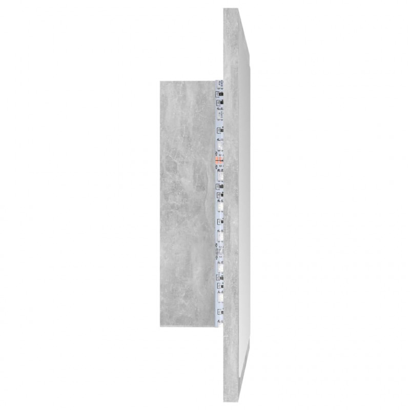 Lustro łazienkowe LED, szarość betonu, 40x8,5x37 cm, akryl