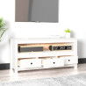 Szafka pod telewizor, biała, 114x35x52 cm, lite drewno sosnowe