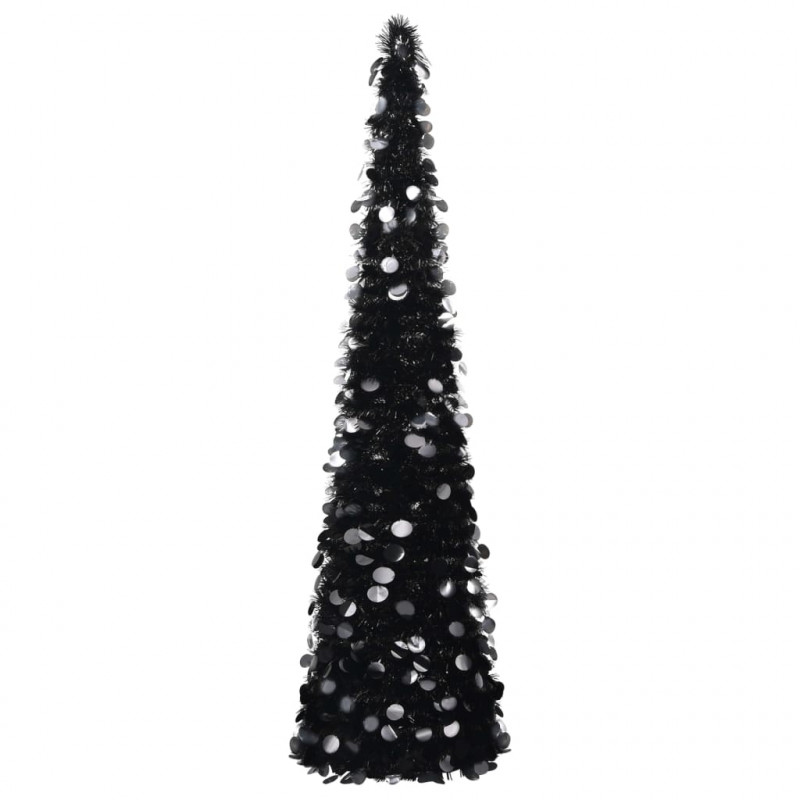 Składana, sztuczna choinka, czarna, 150 cm, PET