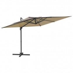 Parasol wiszący na aluminiowym słupku, taupe, 400x300 cm