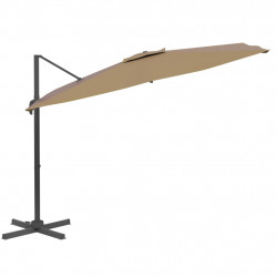 Parasol wiszący na aluminiowym słupku, taupe, 400x300 cm