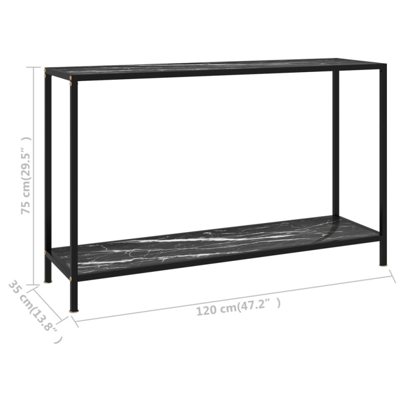 Stolik konsolowy, czarny, 120x35x75 cm, szkło hartowane