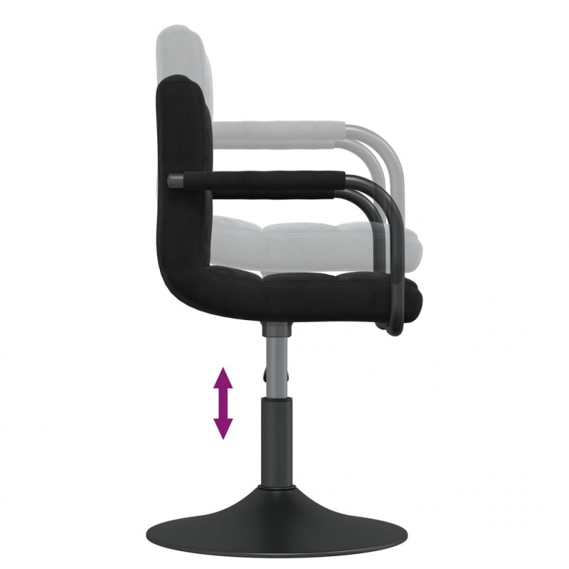 Obrotowe krzesła stołowe, 6 szt., czarne, obite aksamitem