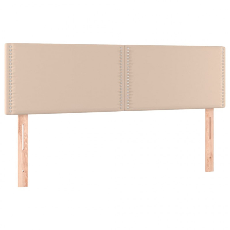 Zagłówek do łóżka z LED, cappuccino, 144x5x78/88 cm, ekoskóra