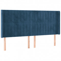 Zagłówek do łóżka z LED ciemnoniebieski, 163x16x118/128 cm