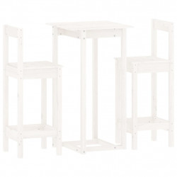 3-cz. zestaw mebli barowych, biały, lite drewno sosnowe