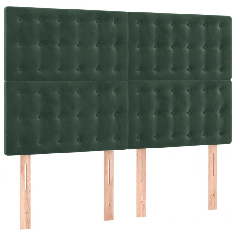 Łóżko kontynentalne z materacem i LED zielony aksamit 140x190cm