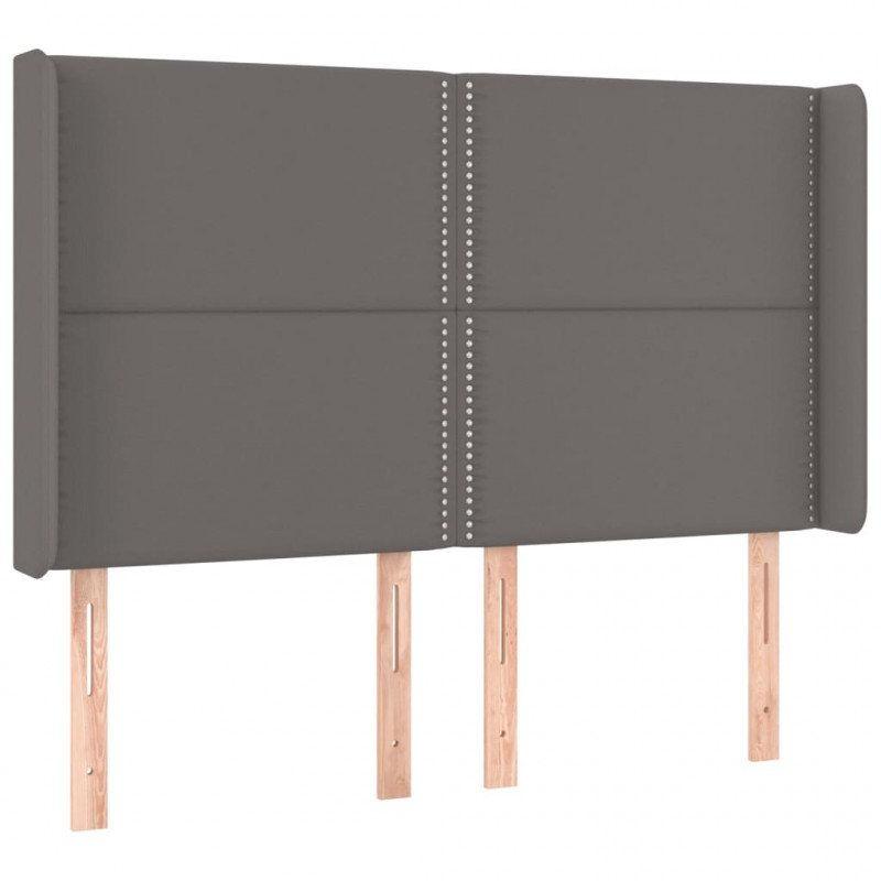 Łóżko kontynentalne z materacem i LED, szara ekoskóra 140x190cm