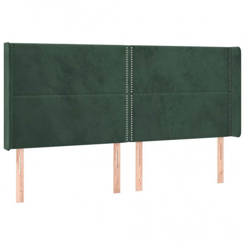 Łóżko kontynentalne z materacem i LED zielony aksamit 180x200cm