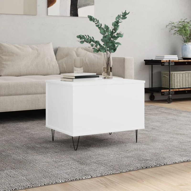 Stolik kawowy, biały 60x44,5x45 cm, materiał drewnopochodny