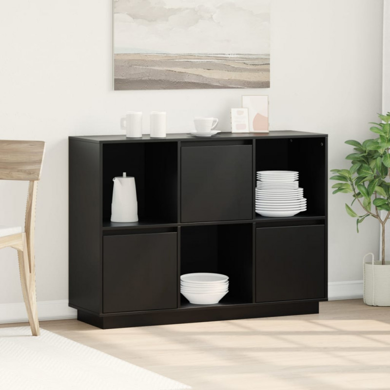 Szafka, czarna, 110,5x35x80 cm, lite drewno sosnowe