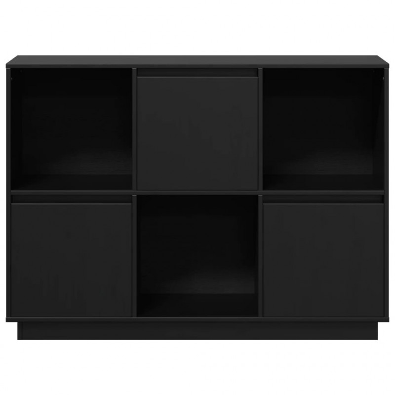 Szafka, czarna, 110,5x35x80 cm, lite drewno sosnowe