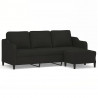 3-osobowa sofa z podnóżkiem, czarna, 180 cm, tkaniną