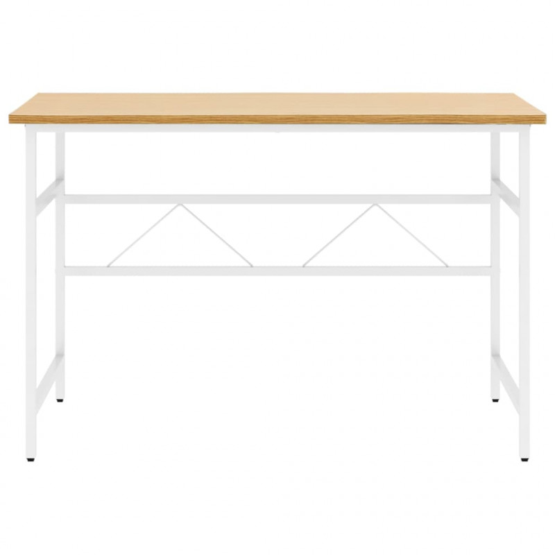 Biurko komputerowe, biel i jasny dąb, 105x55x72 cm, MDF i metal