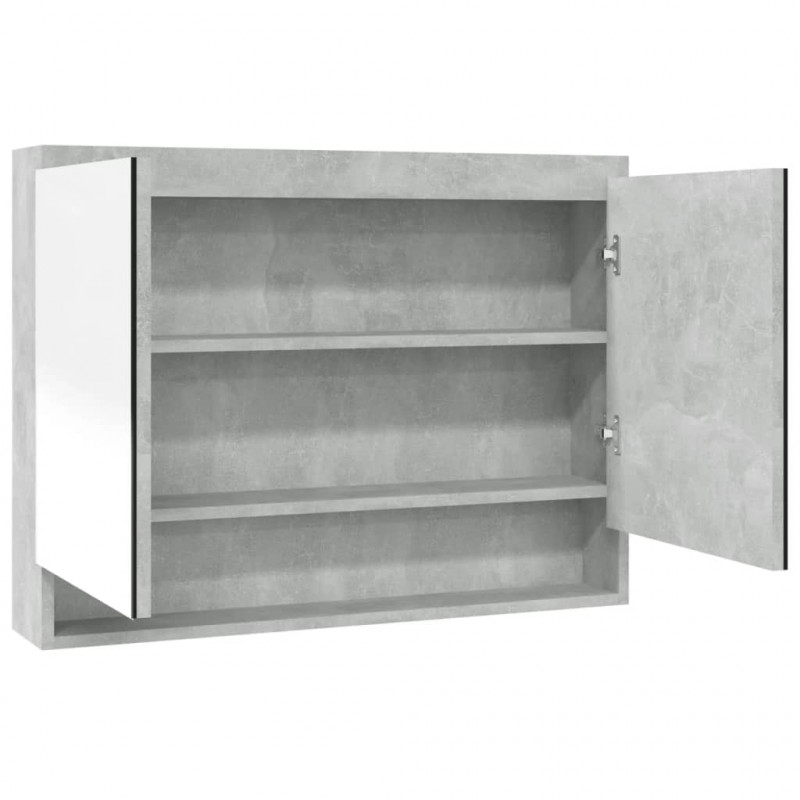 Szafka łazienkowa z lustrem, 80x15x60 cm, MDF, szarość betonu