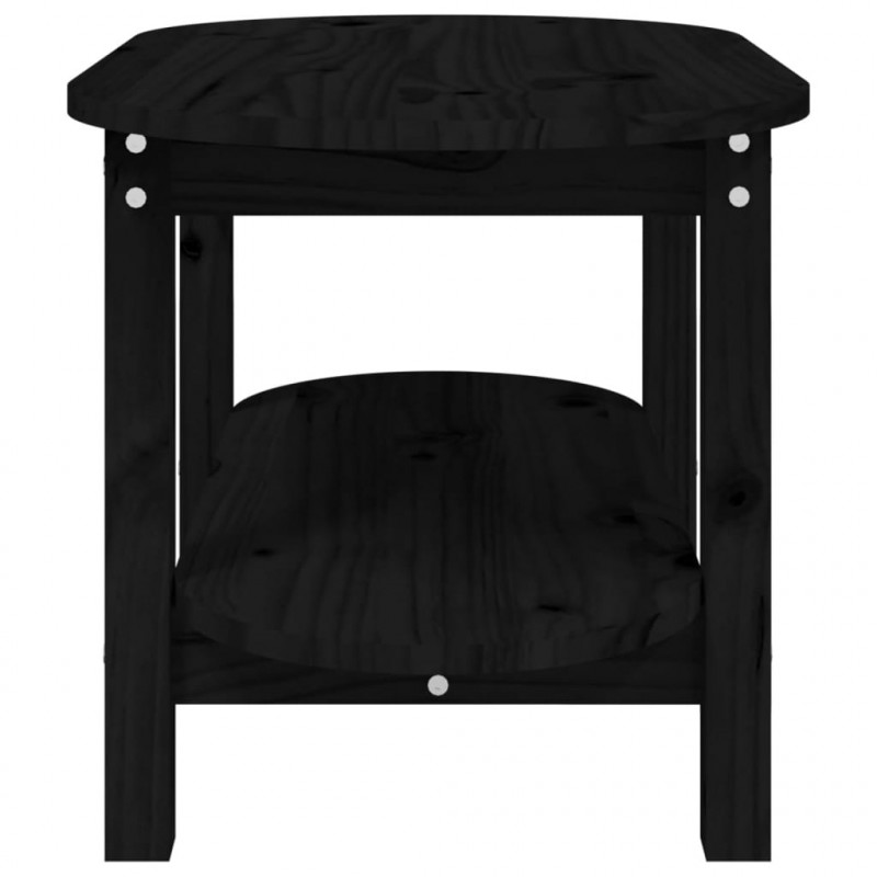 Stolik kawowy, czarny, 80x45x45 cm, lite drewno sosnowe