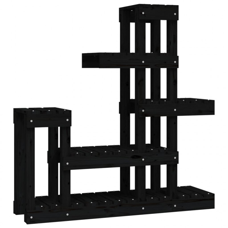 Kwietnik, czarny, 92x25x97 cm, lite drewno sosnowe