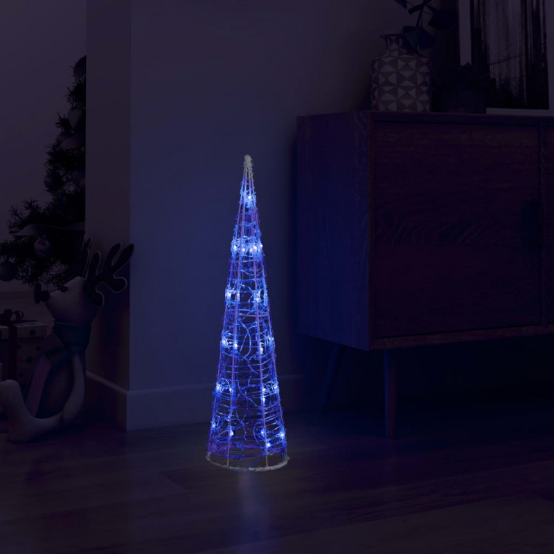 Stożek dekoracyjny, akrylowy, niebieski, LED, 60 cm