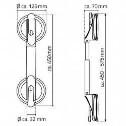 RIDDER Teleskopowy uchwyt łazienkowy z przyssawkami, 12 cm, 100 kg