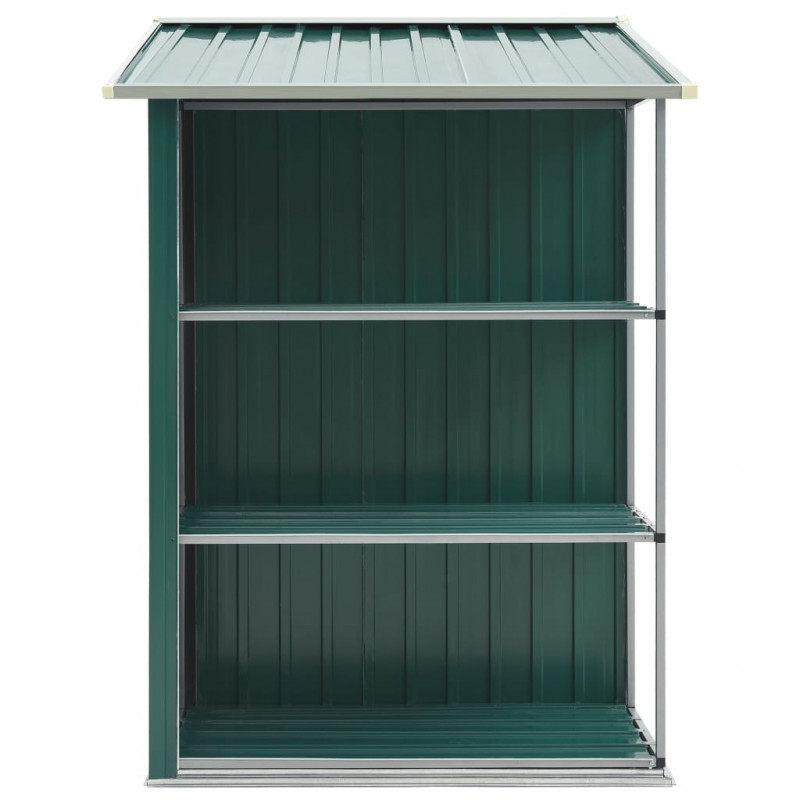 Szopa ogrodowa z regałem, zielona, 205x130x183 cm, żelazna