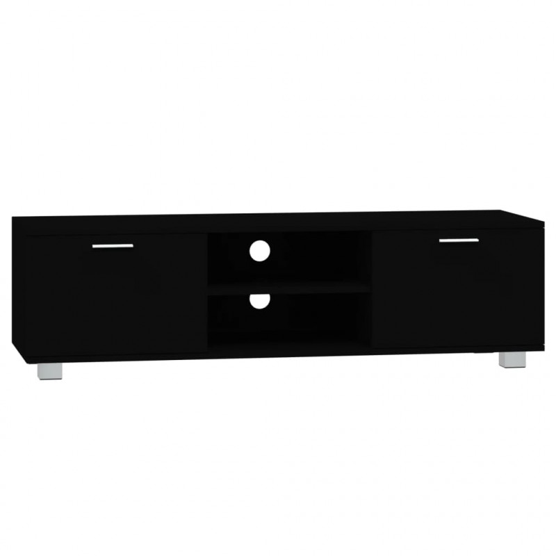 Szafka pod TV, czarna, 140x40,5x35 cm, materiał drewnopochodny