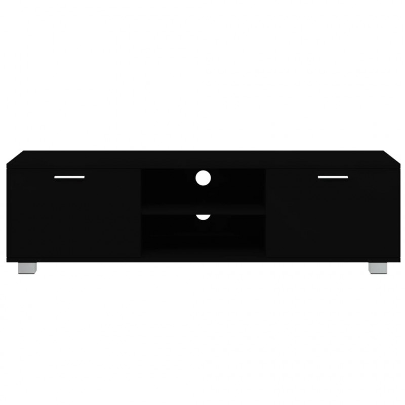 Szafka pod TV, czarna, 140x40,5x35 cm, materiał drewnopochodny