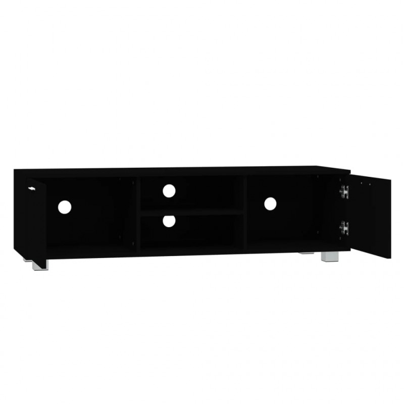 Szafka pod TV, czarna, 140x40,5x35 cm, materiał drewnopochodny