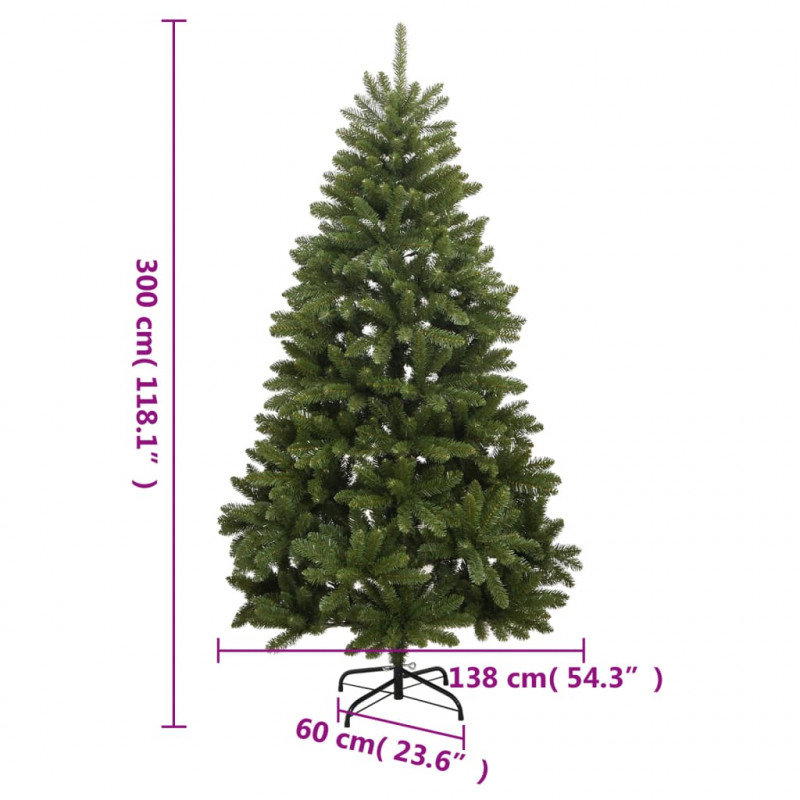 Sztuczna choinka zawiasowa ze stojakiem, zielona, 300 cm