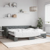 Sofa rozsuwana z materacami, ciemnoszara, 90x200 cm, tkanina