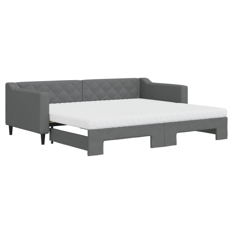 Sofa rozsuwana z materacami, ciemnoszara, 90x200 cm, tkanina