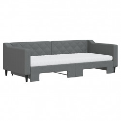 Sofa rozsuwana z materacami, ciemnoszara, 90x200 cm, tkanina