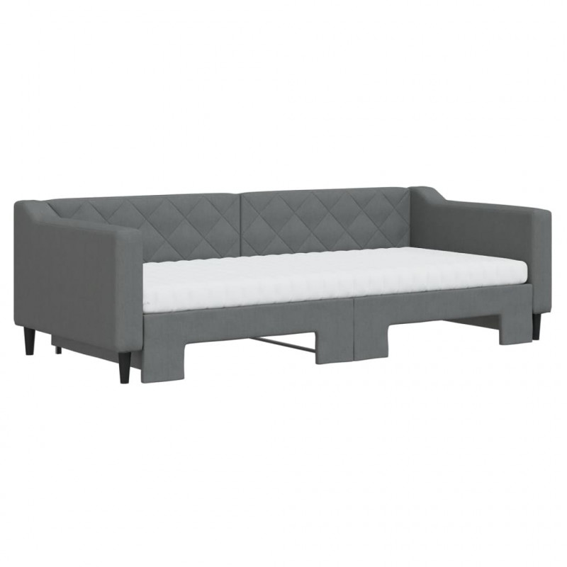Sofa rozsuwana z materacami, ciemnoszara, 90x200 cm, tkanina